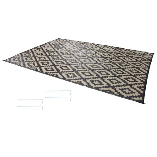 10x14 ft Waterproof Outdoor Rug Outdoor Plastic Straw Rug Carpet Black & Beige