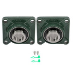 2 × UCF207-20 1-1/4" Bore Pillow Block Flange Bearing 4 Bolt Solid Base