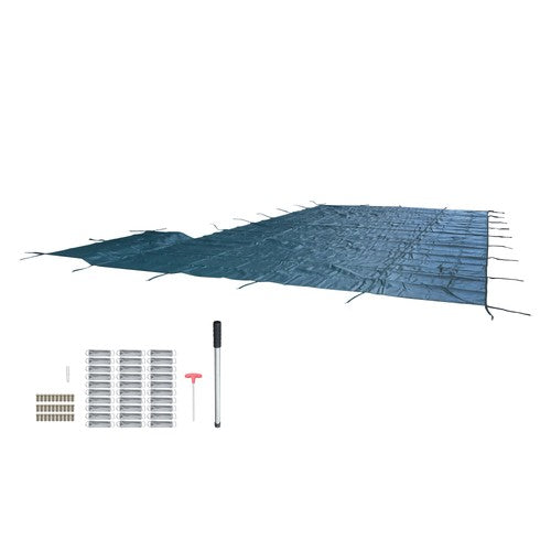 Inground Pool Cover Safety Fits Rectangle Swimming Pool Mesh Solid Pool Cover