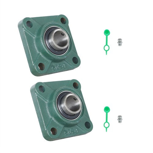 2 PCS Solid Base Pillow Block Flange Mounted Bearing 1" Bore 4 Bolt UCF205-16 US