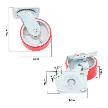 5"X 2" Heavy Duty Casters -Polyurethane Caster with Capacity up to 3200 LBS