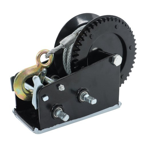 Winch Steel+Polyester Black 3500lbs 33ft 4:1/8:1 26mm Hook Bidirectional Ratchet