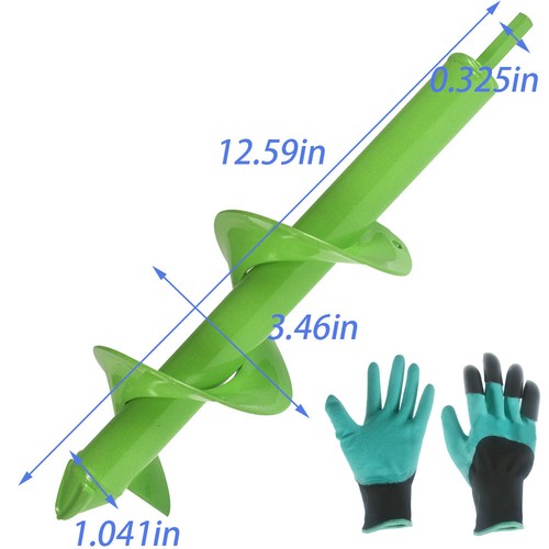 DIY Garden Auger Lime- 3"x12" Drill Bit Hole Digger With Thickened Spirals Green
