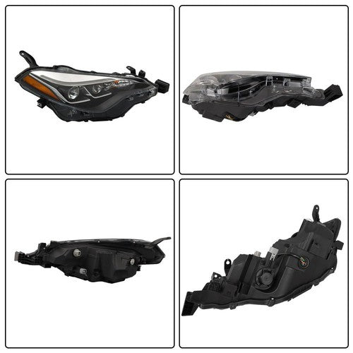 Headlight Assembly Projector For Toyota Corolla 2017-2019 Halogen Black Right