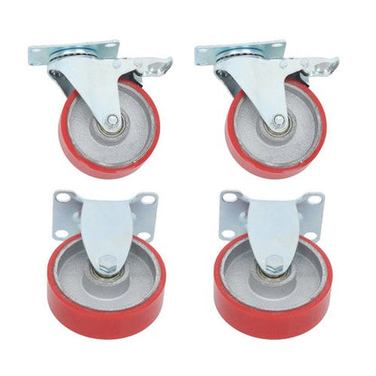 4 Inch - 4 Industrial Casters - two with brakes, two without