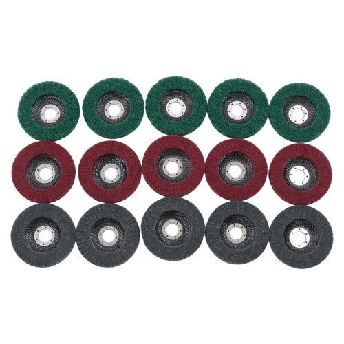 Flap Wheels Set 180# 320# 600# 5 Pcs of each Scour Flap Disc 15 Pcs 4.5 Inch