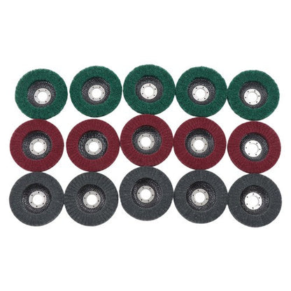 Flap Wheels Set 180# 320# 600# 5 Pcs of each Scour Flap Disc 15 Pcs 4.5 Inch