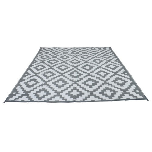 9x12ft Outdoor Plastic Straw Rug For Camping Outdoor Carpet RV Mat Gray & White