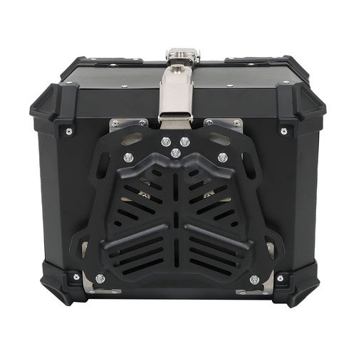 Black 45L Motorcycle Top Case Tail Box Thick Aluminum Hard Trunk With Backrest