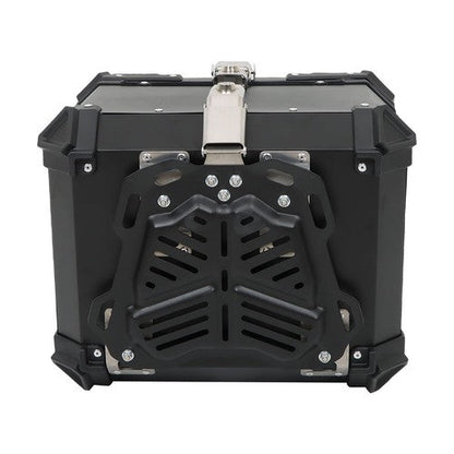 Black 45L Motorcycle Top Case Tail Box Thick Aluminum Hard Trunk With Backrest