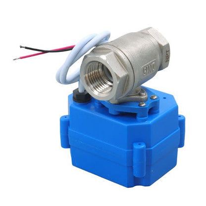 Solid Motorized Ball Valve 1/2in Full Port SS 9-24V AC/DC NC Auto Return