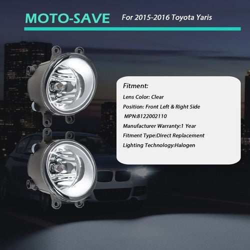 Pair Fog Lights Assembly Wiring+Switch+Cover For 15-16 Toyota Yaris 8122002110