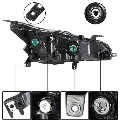 For Nissan Altima 2019-2020 LH+RH Headlight Headlamps Clear Lens Halogen Chrome