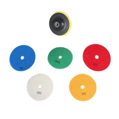 5 Inch Diamond Concrete Polishing Pads Wet Dry Set for Quartz Marble Stone NEW
