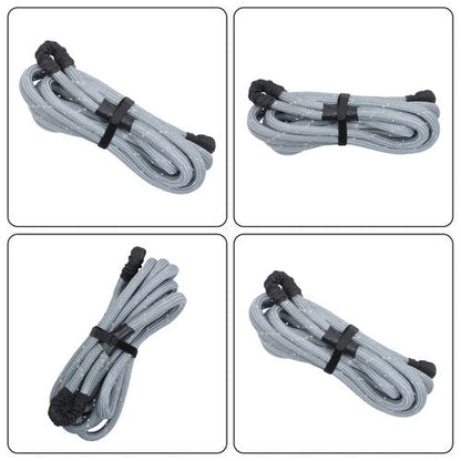 1"×30ft Gray Kinetic Recovery Rope With 2 Soft Shackles Kit 34000lbs Heavy Duty