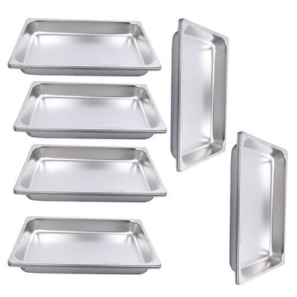2.5 Inch Deep 6 Pack Full Size Restaurant Steam Table Pans Without Lid