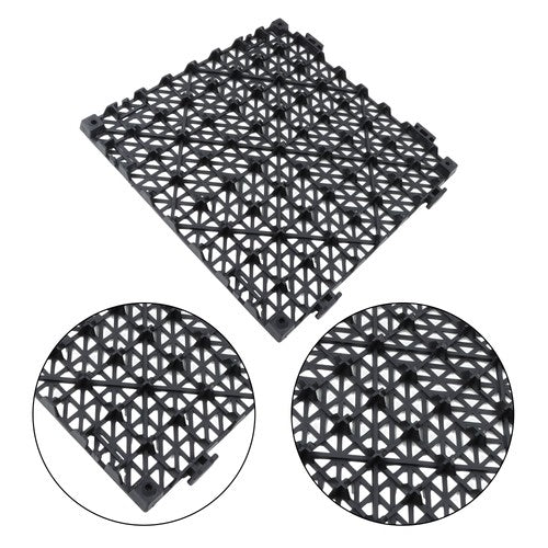 55PCS 12x12" Interlocking Drainage Floor Tiles Modular Interlocking Tile Black