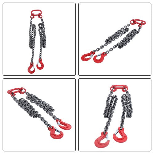 Double Legs Lifting Chain Sling 3/8"x 5' w/ Grab Hook 4Ton/8800lbs Capacity G80