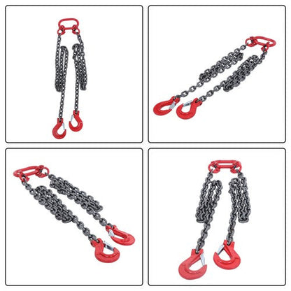 Double Legs Lifting Chain Sling 3/8"x 5' w/ Grab Hook 4Ton/8800lbs Capacity G80