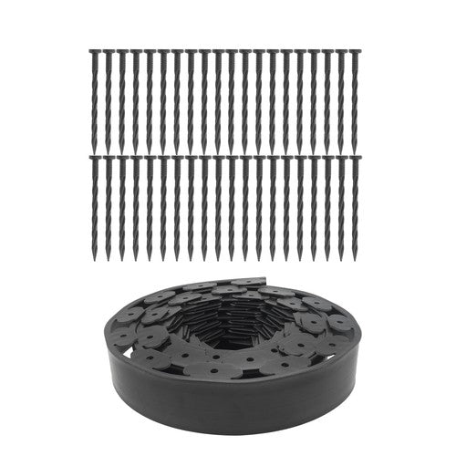 No Dig Lawn Border L-shaped Lawn Garden Edging Kit With Anchoring Spikes Plastic
