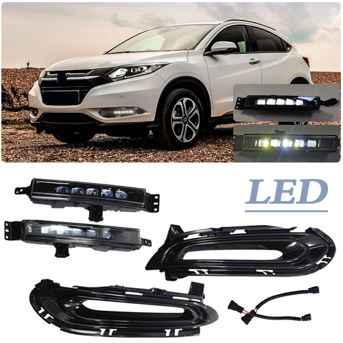 Front LED Conversion DRL Fog Lights Lamps Pair for 2016-2018 for Honda HR-V HRV