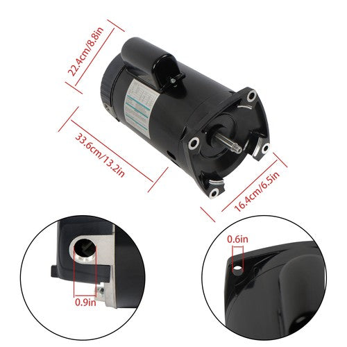 B2848 1 HP Square Flange Swimming Pool Water Pump Motor 3450 RPM, 1 Speed