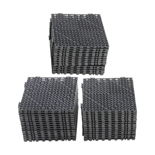 50 Pack Interlocking Deck Tiles PP Drainage Tiles Floor Tiles 12 x 12 inch Black