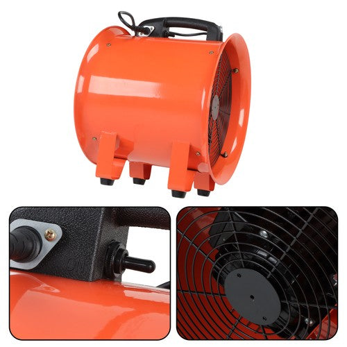 Industrial Portable Blower Steel Orange 520W 2300CFM 3300RPM 12' 32.8ft Ducting