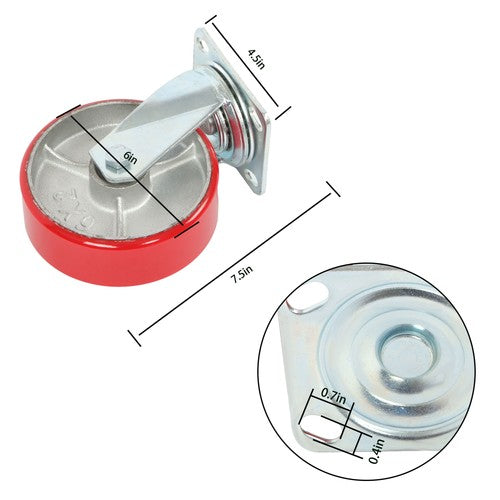 6" × 2" Tilt Casters Heavy Duty Swivel Caster Wheel 1250 Lbs Industrial Casters
