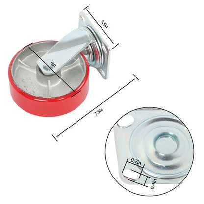 6" × 2" Tilt Casters Heavy Duty Swivel Caster Wheel 1250 Lbs Industrial Casters