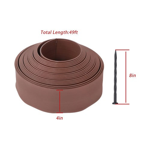 49FT 4" Garden Landscape Edging With 75 8-In Spikes No Dig Lawn Edging Border