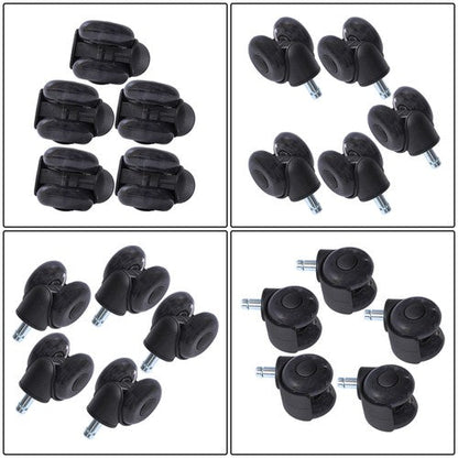 5-piece set 2" Office Chair Rubber Caster Swivel Wheels Black, 360° steering