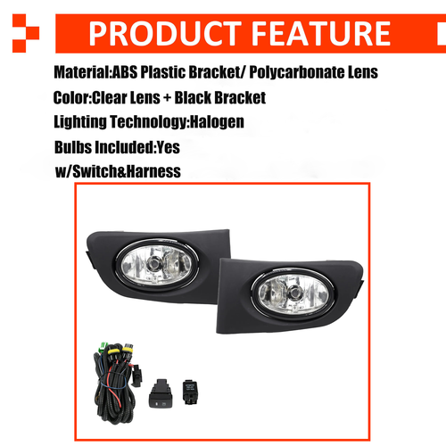 Front Bumper Fog Lights Clear Lens Halogen Fog Lamp for 2001-2003 for Honda Civic