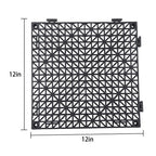 50 Pack Interlocking Deck Tiles PP Drainage Tiles Floor Tiles 12 x 12 inch Black