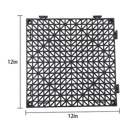 50 Pack Interlocking Deck Tiles PP Drainage Tiles Floor Tiles 12 x 12 inch Black