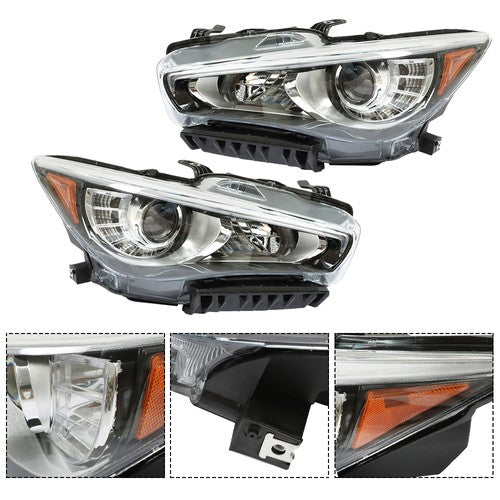 Pair Projector For Infiniti Q50 2014-2017 Passenger+Driver Side Clear Headlights