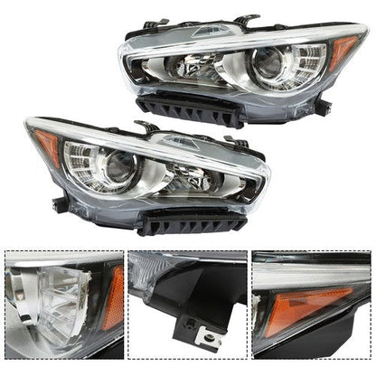 Pair Projector For Infiniti Q50 2014-2017 Passenger+Driver Side Clear Headlights
