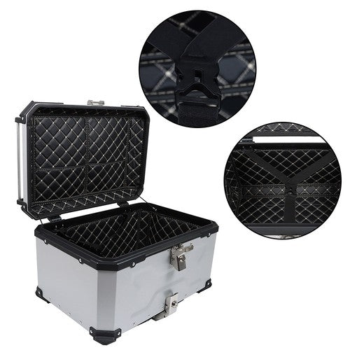 65L Top Case Tail Box Waterproof Luggage Scooter Trunk Storage Silver Motorcycle
