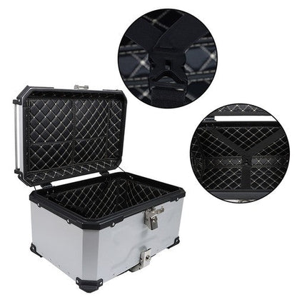 65L Top Case Tail Box Waterproof Luggage Scooter Trunk Storage Silver Motorcycle