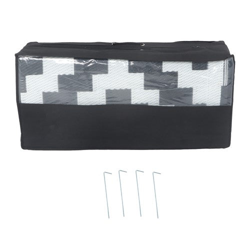 9x12 ft Waterproof Outdoor Rug Outdoor Plastic Straw Rug Carpet Black & White