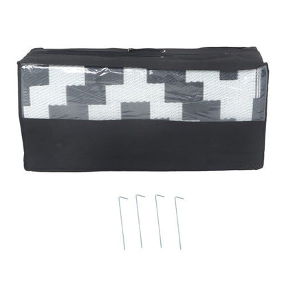 9x12 ft Waterproof Outdoor Rug Outdoor Plastic Straw Rug Carpet Black & White