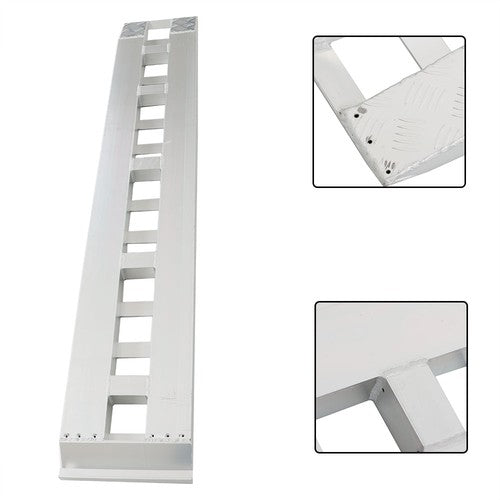 1 Pair 6063 Aluminum Silver 84" × 14" Ramps 6000Lbs Car Trailer Truck Hook End