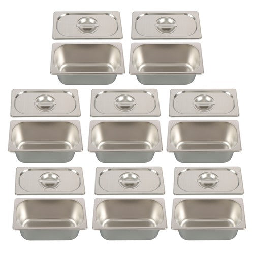 6 Inch Deep 8 Pack Restaurant Steam Table Pans 1/3 Size with Non-Stick Coating