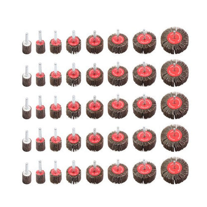 40 Pack 1/4 Inch 80 Grit Cylindrical Shape Sanding Wheels 8 Sizes Flap Wheel Set
