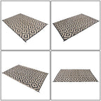 Waterproof Outdoor Rug Outdoor Plastic Straw Rug 6' x 9' Black & Beige Carpet