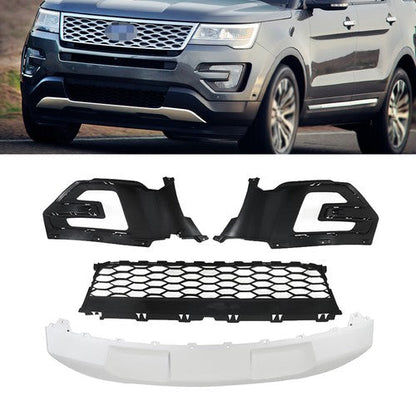 Compatible For 2016-2017 Ford Explorer Front Grille+Fog Light Frame*2+Skid Plate