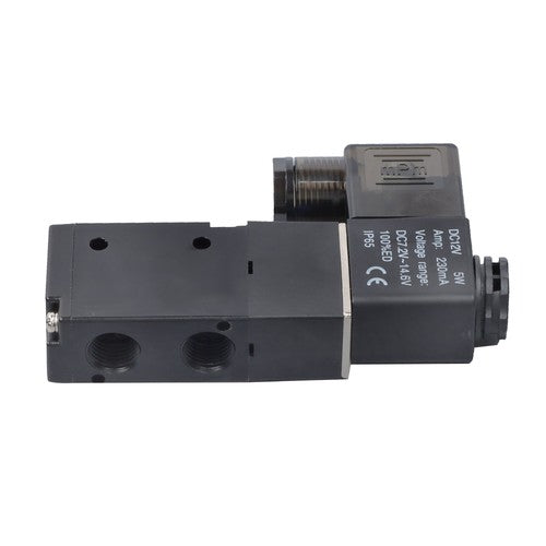 DC 12V 3-Way 2 Position 1/4"PT Pneumatic Air Control NC Solenoid Valve w/ Light