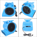 Powerful 1HP 4000CFM 15ft Three-Speed Adjustable Carpet Dryer - Blue Fan