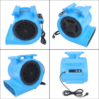 Powerful 1HP 4000CFM 15ft Three-Speed Adjustable Carpet Dryer - Blue Fan