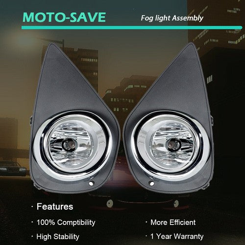 Pair Fog Lights Assembly Wiring+Switch+Cover For 15-16 Toyota Yaris 8122002110